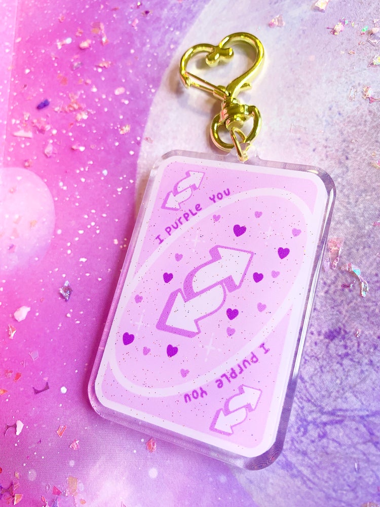 I purple you glitter keychain