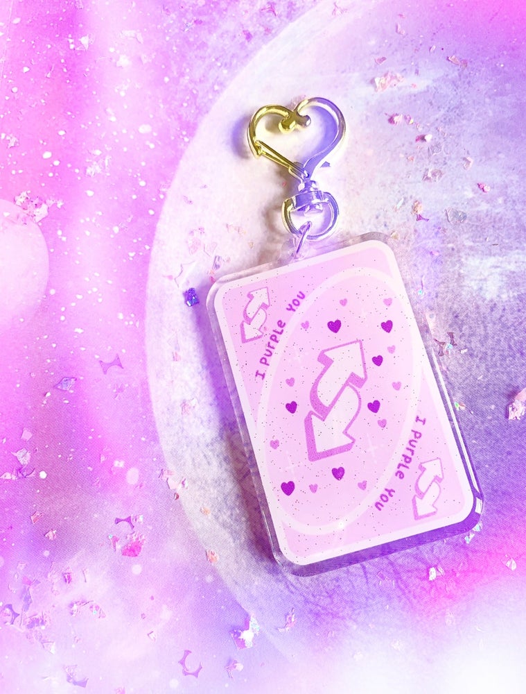 I purple you glitter keychain